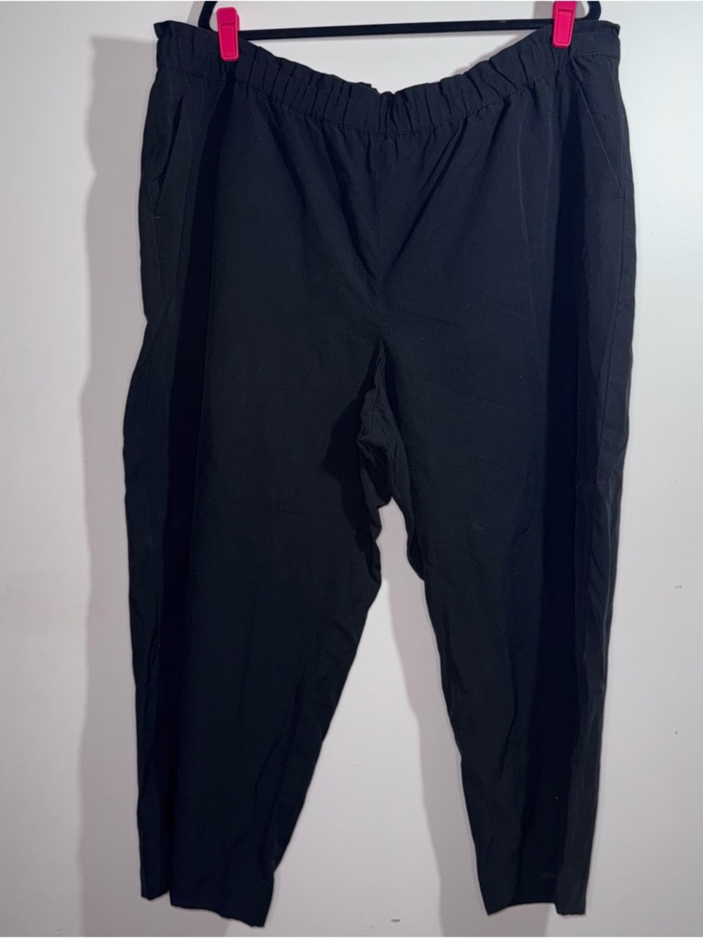 Talbots Black Linen Blend Pull On Ankle Pants Women 3X Cropped Stretch